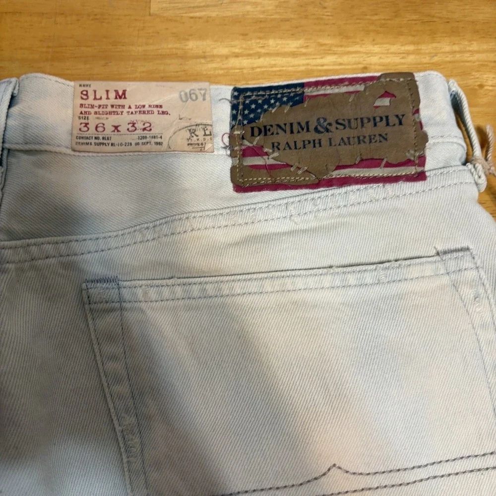 Denim & Supply Ralph Lauren Jeans Womens 36x32 Slim Fit‎ Low Rise White Distress